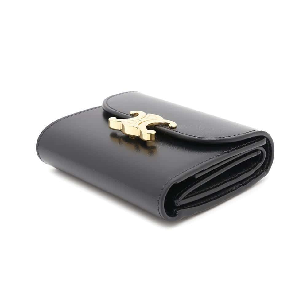 Celine Triomphe Flap Tri Black Wallet fold
